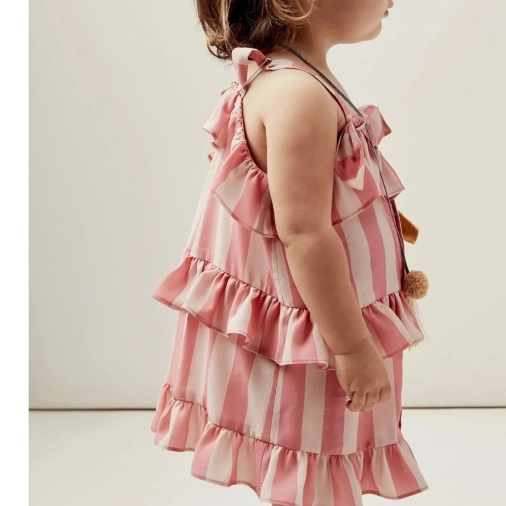 For Love And Lemons Pink Striped Kids Dress